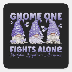 Hodgkin Lymphoma Cancer Violet Ribbon Gnome Square Sticker