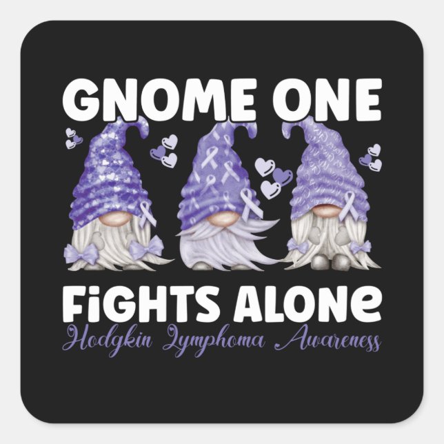 Hodgkin Lymphoma Cancer Violet Ribbon Gnome Square Sticker (Front)