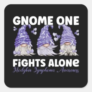 Hodgkin Lymphoma Cancer Violet Ribbon Gnome Square Sticker