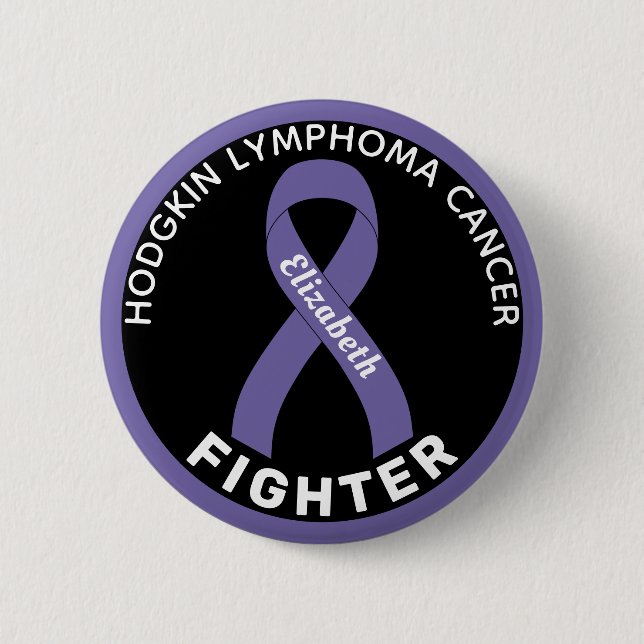 Hodgkin Lymphoma Fighter Ribbon Black Button (Front)