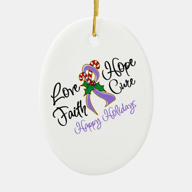 Hodgkin Lymphoma Hope Love Cure Happy Holidays Ceramic Tree Decoration (Front)