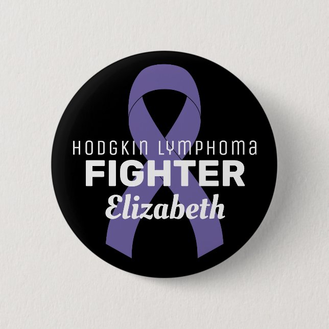 Hodgkin Lymphoma Ribbon Black Button (Front)