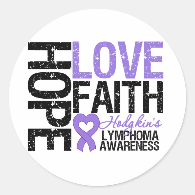 Hodgkin's Disease Hope Love Faith Classic Round Sticker (Front)