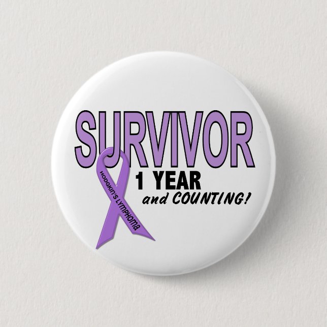 Hodgkins Lymphoma 1 Year Survivor 6 Cm Round Badge (Front)