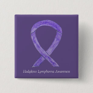 Hodgkins Lymphoma Art Violet Ribbon Custom Pins
