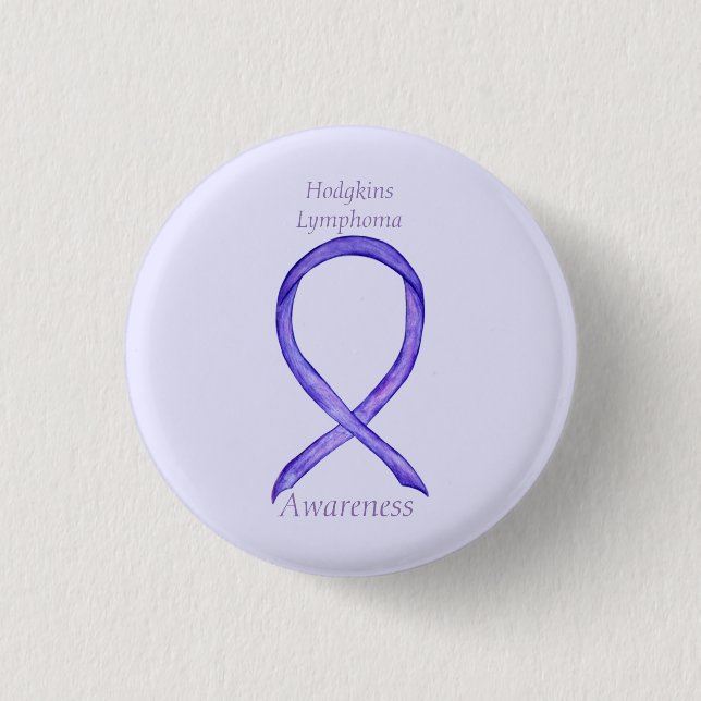 Hodgkins Lymphoma Art Violet Ribbon Custom Pins (Front)