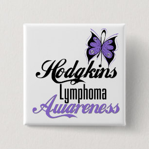 Hodgkins Lymphoma Awareness Butterfly 15 Cm Square Badge
