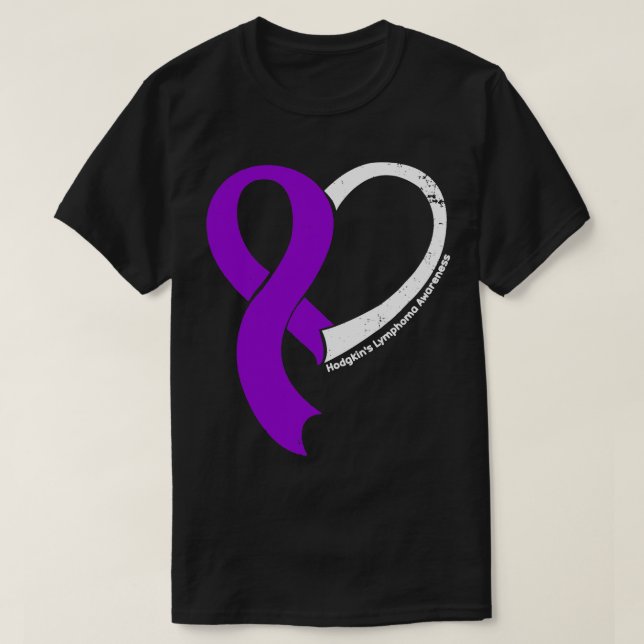 Hodgkins Lymphoma Awareness Hope Love Heart Ribbon T-Shirt (Design Front)