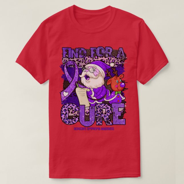 Hodgkins Lymphoma Awareness leopard christmas cure T-Shirt (Design Front)