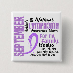 Hodgkin's Lymphoma Awareness Month For My Family 15 Cm Square Badge