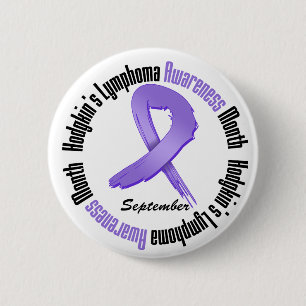Hodgkins Lymphoma Awareness Month Grunge Ribbon 6 Cm Round Badge