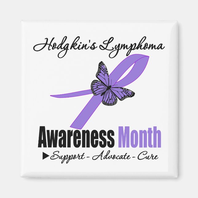 Hodgkins Lymphoma Awareness Month Ribbon Butterfly Magnet (Front)