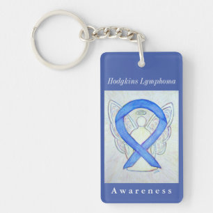 Hodgkins Lymphoma Awareness Ribbon Angel Key Chain