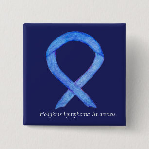 Hodgkins Lymphoma Awareness Ribbon Art Custom Pins
