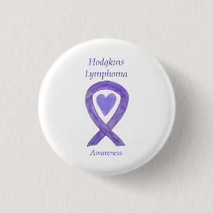 Hodgkins Lymphoma Awareness Ribbon Heart Pins