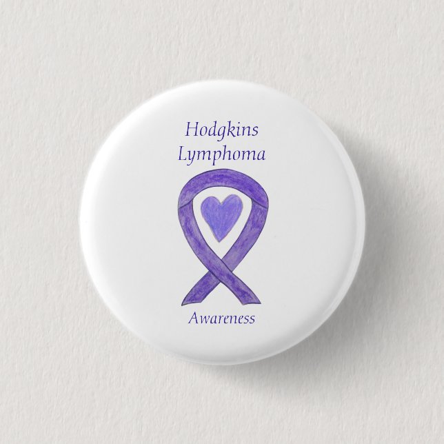 Hodgkins Lymphoma Awareness Ribbon Heart Pins (Front)