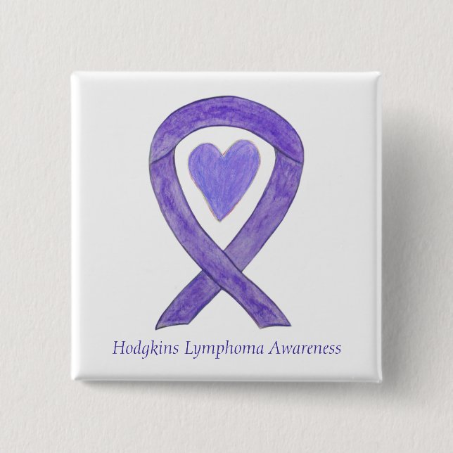 Hodgkins Lymphoma Awareness Ribbon Heart Pins (Front)