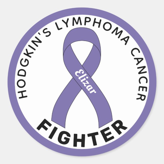 Hodgkin's Lymphoma Cancer Fighter Ribbon Classic Round Sticker (Front)