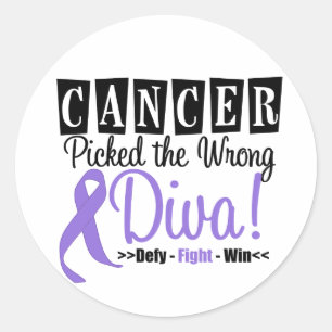 Hodgkins Lymphoma Cancer Picked The Wrong Diva v2 Classic Round Sticker