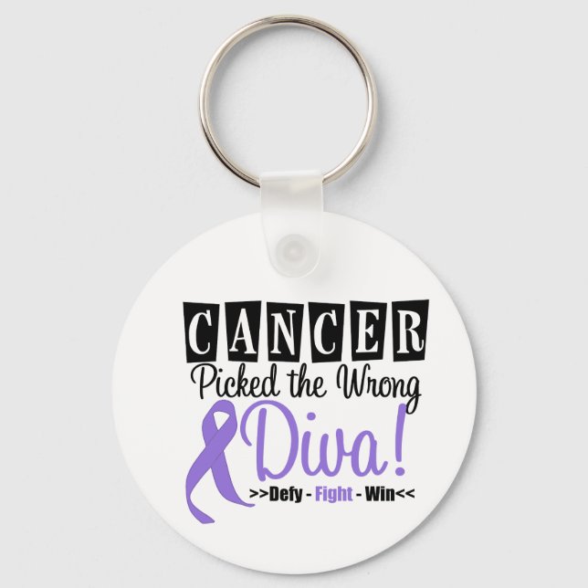 Hodgkins Lymphoma Cancer Picked The Wrong Diva v2 Key Ring (Front)