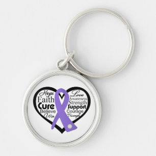 Hodgkin's Lymphoma Heart Ribbon Collage Key Ring