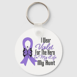 Hodgkins Lymphoma Ribbon My Hero My Aunt Key Ring