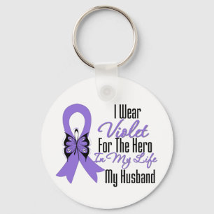 Hodgkins Lymphoma Ribbon My Hero My Husband Key Ring