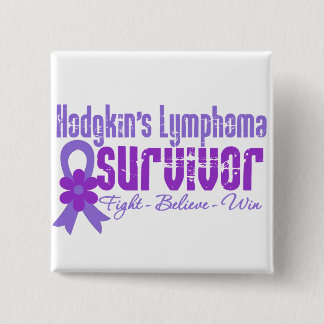 Hodgkins Lymphoma Survivor Flower Ribbon 15 Cm Square Badge
