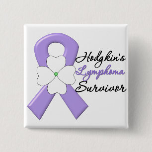Hodgkin's Lymphoma Survivor Flower Ribbon 15 Cm Square Badge