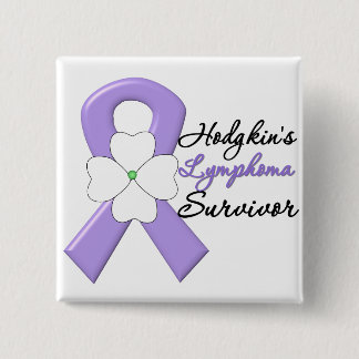 Hodgkin's Lymphoma Survivor Flower Ribbon 15 Cm Square Badge