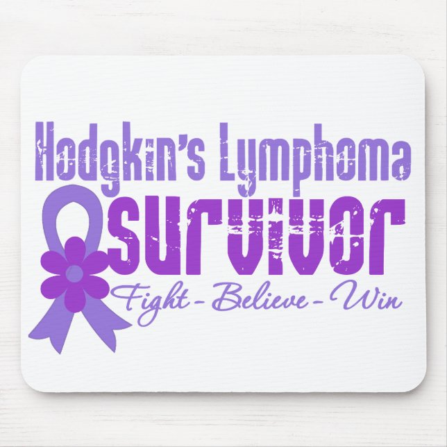 Hodgkins Lymphoma Survivor Flower Ribbon Mouse Mat (Front)