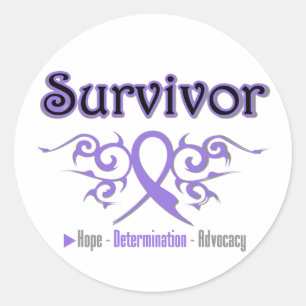 Hodgkins Lymphoma Survivor Tribal Ribbon Classic Round Sticker