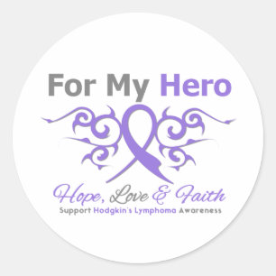 Hodgkins Lymphoma Tribal Ribbon Hero Classic Round Sticker
