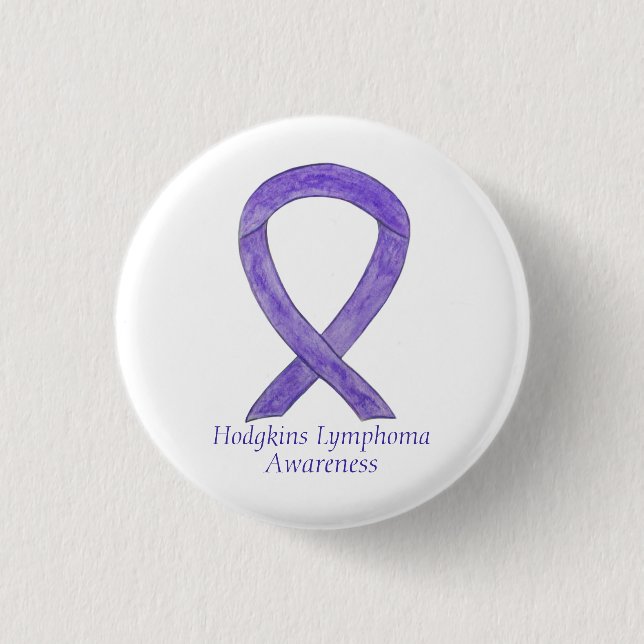 Hodgkins Lymphoma Violet Ribbon Custom Art Pins (Front)