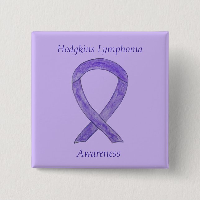 Hodgkins Lymphoma Violet Ribbon Custom Art Pins (Front)
