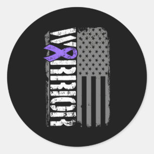 Hodgkins Lymphoma Warrior American Flag Classic Round Sticker