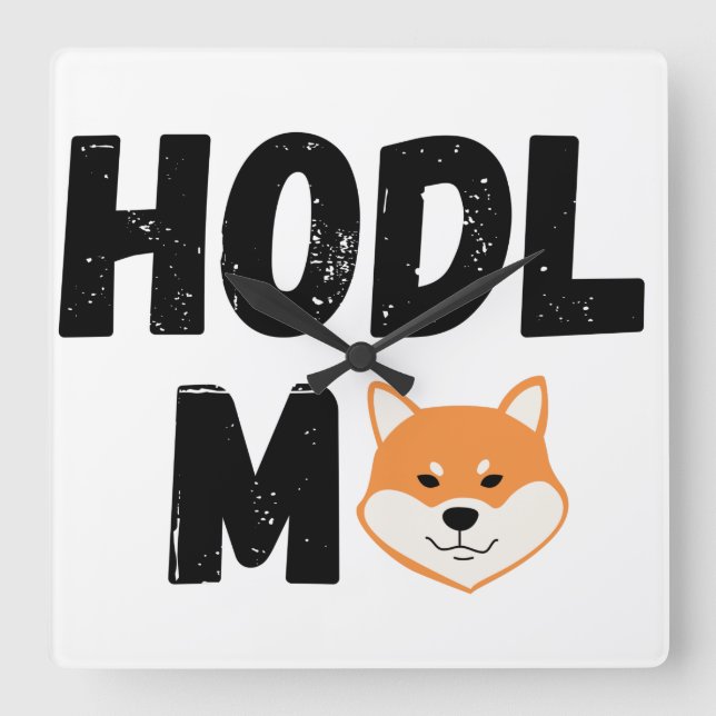 Hodl Me Shiba Inu Crypto Square Wall Clock (Front)