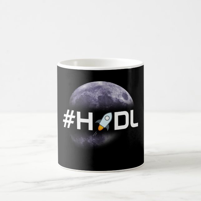 #HODL Stellar Lumens to the Moon Black Mug (Center)