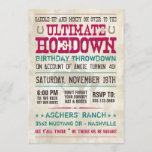 Hoedown Invitation<br><div class="desc">Saddle Up and mosey on over to the ultimate hoedown birthday throwdown! The perfect hoedown invitation!</div>