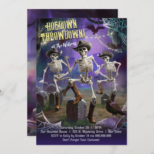 Hoedown Throwdown, Halloween Dance Party  Invitation (Front/Back)