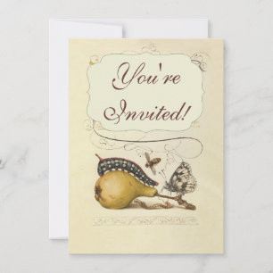 Hoefnagel Vintage Pear & Insects 1500s Renaissance Invitation