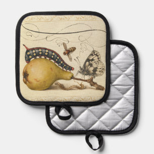Hoefnagel Vintage Pear & Insects 1500s Renaissance Pot Holder