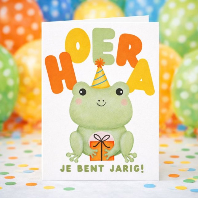 Hoera je bent jarig Kikker Verjaardaag  Card (Creator Uploaded)