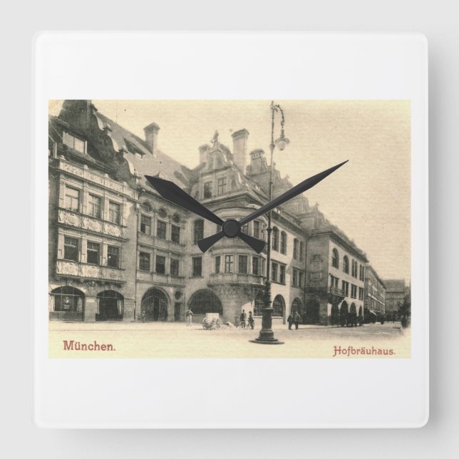 Hofbrauhaus, Munich, Germany 1900 Vintage Square Wall Clock (Front)