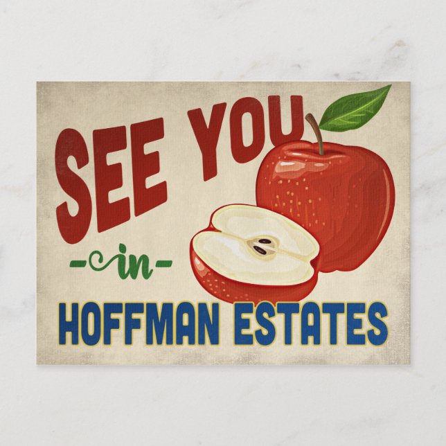 Hoffman Estates Illinois Apple - Vintage Travel Postcard (Front)
