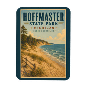 Hoffmaster State Park Michigan Illustration Travel Magnet