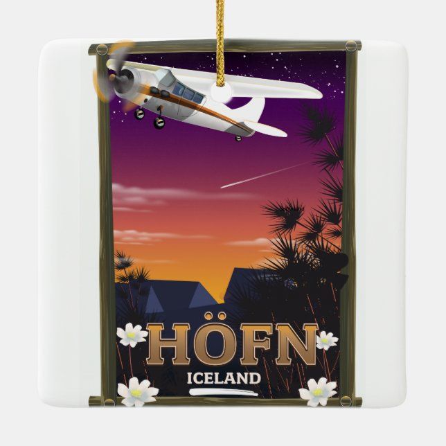 Höfn Iceland  Flight poster Ceramic Ornament (Back)
