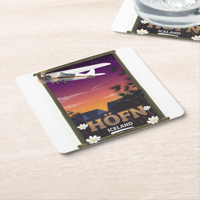 Höfn Iceland  Flight poster Square Paper Coaster (Angled)
