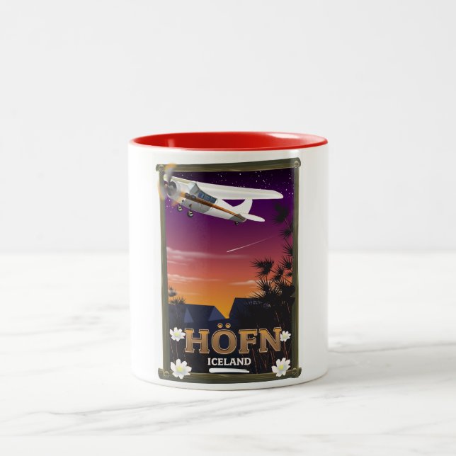 Höfn Iceland  Flight poster Two-Tone Coffee Mug (Center)