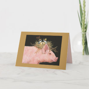 hog and chickadee friends card